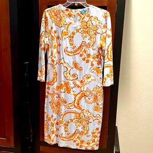 J.McLaughlin seaside paisley dress, size L.  Sleeves 3/4 length